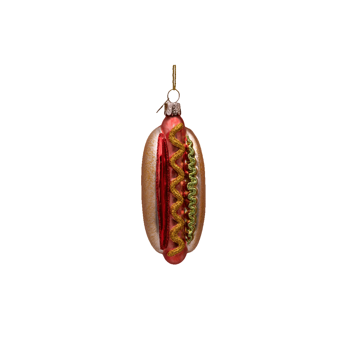 Vondels Baumschmuck Glas Hot Dog klein Höhe 12cm