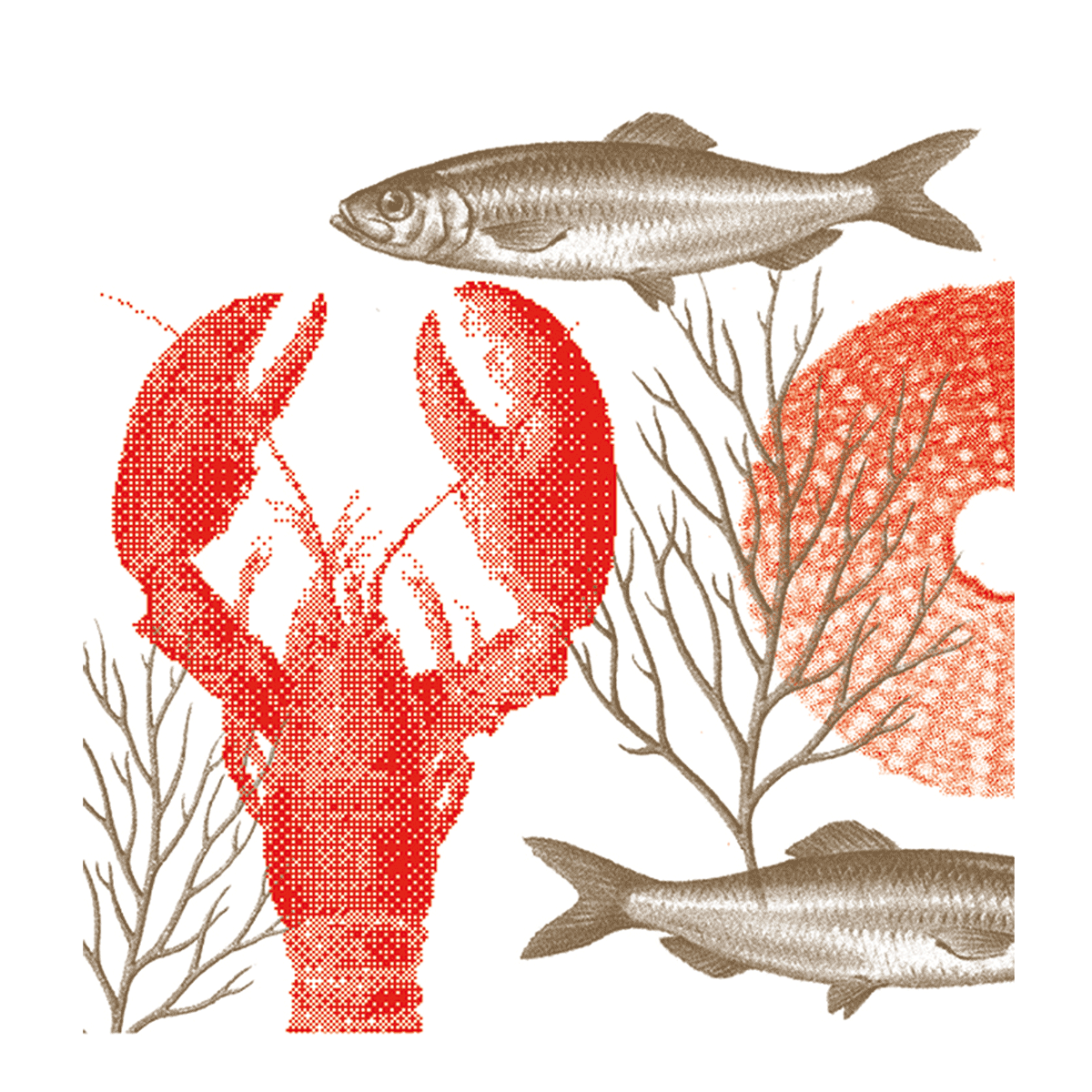 Francoise Paviot Lobster Rot Servietten 20 Stück