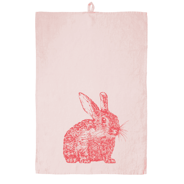 Frohstoff Geschirrtuch Rosa Mini-Herzen Koralle 100% Leinen  