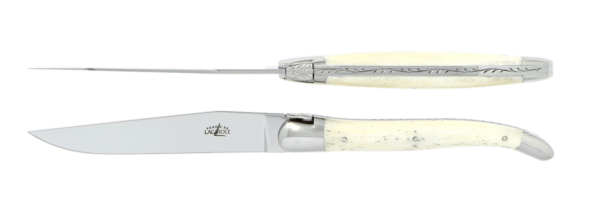 Laguiole Tafelmesser Bone weiß Inox 2er Set