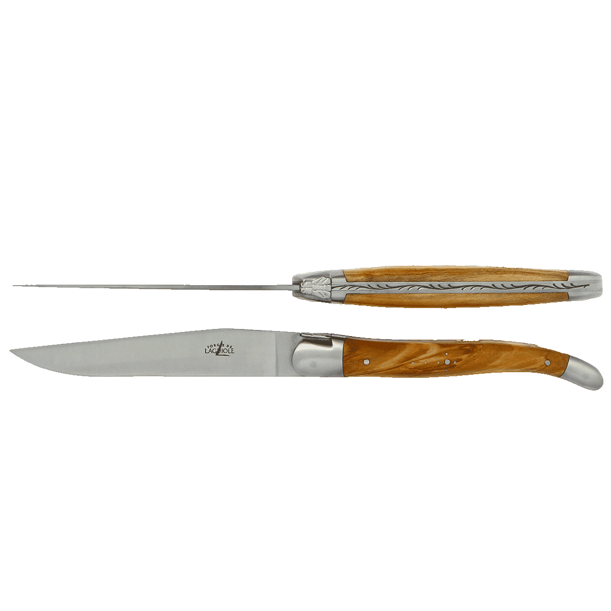 Laguiole Tafelmesser Olivenholz Inox matt 2er Set