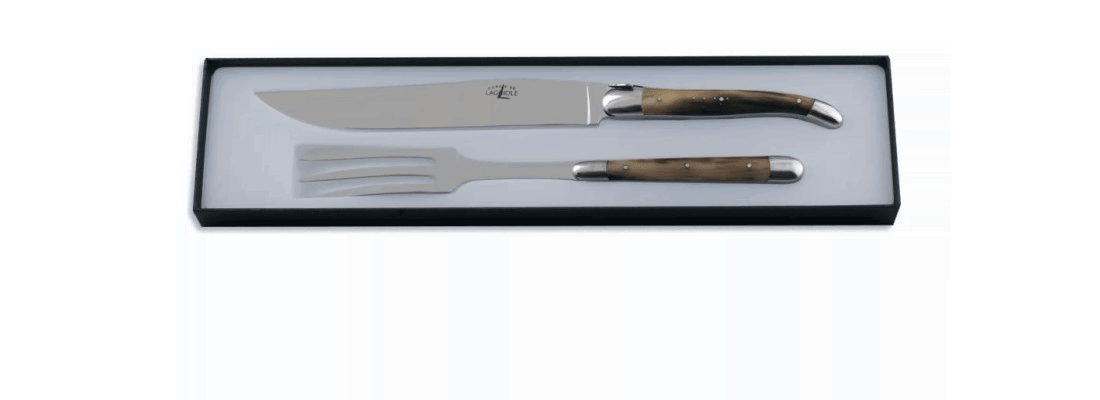 LAGUIOLE Tranchierbesteck Horn marmoriert Messing groß 17cm