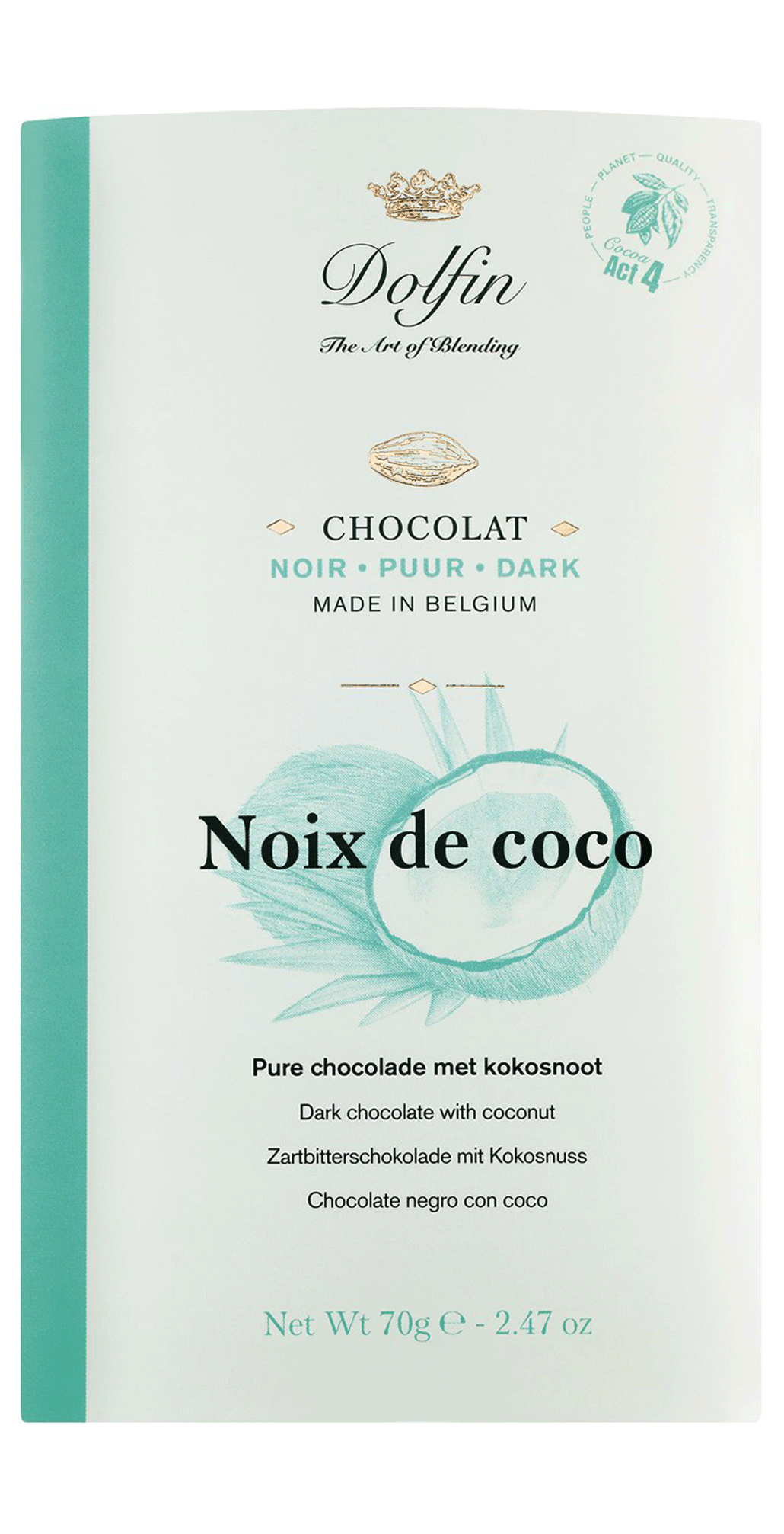 Dolfin Zartbitterschokolade mit Kokosnuss 70g