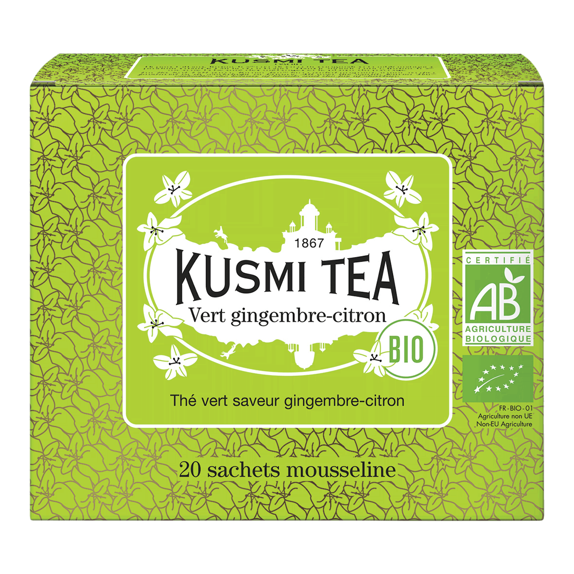 KUSMI Tea Grüner Tee Ingwer Zitrone Bio Beutel 20 Stück