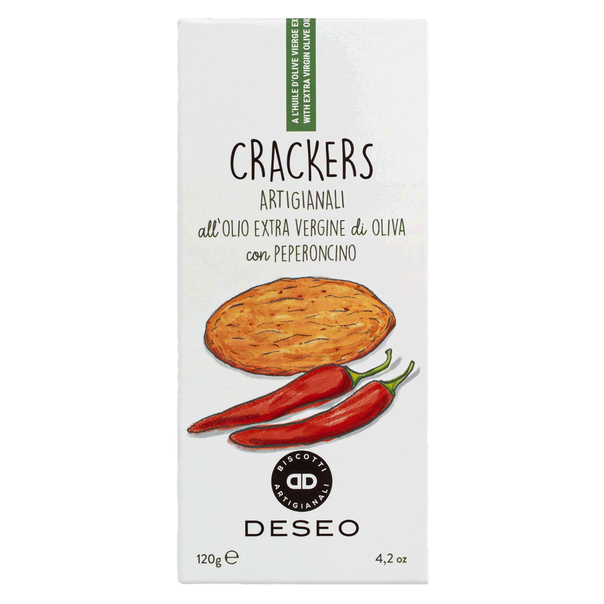 Deseo Cracker mit Olivenöl und Chili 120g