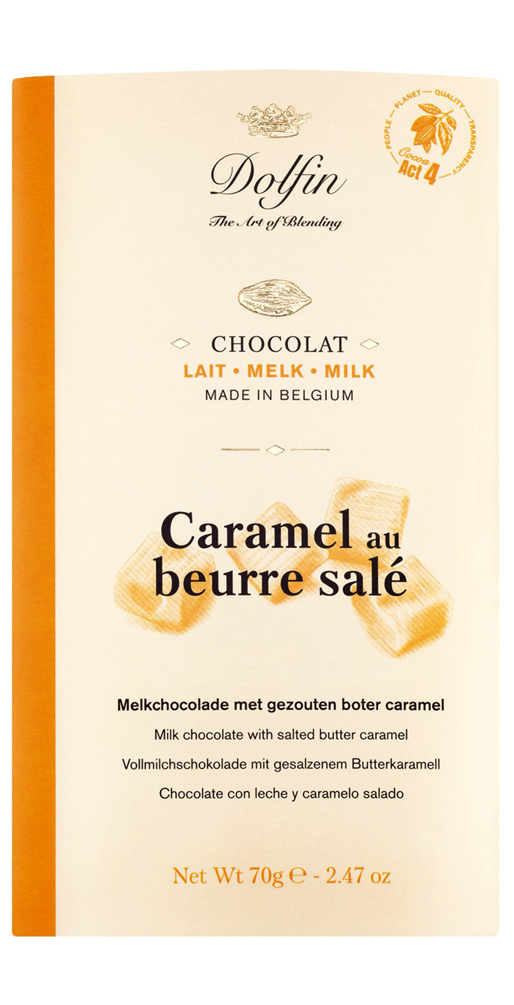 Dolfin Vollmilchschokolade mit Karamell & gesalzener Butter 70g