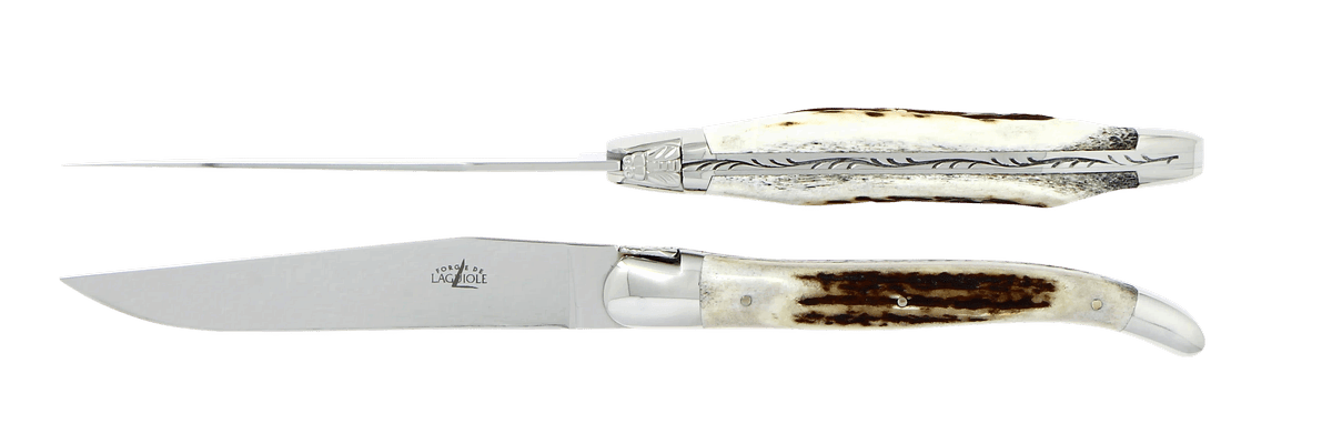 Laguiole Tafelmesser Hirschhorn Inox 2er Set