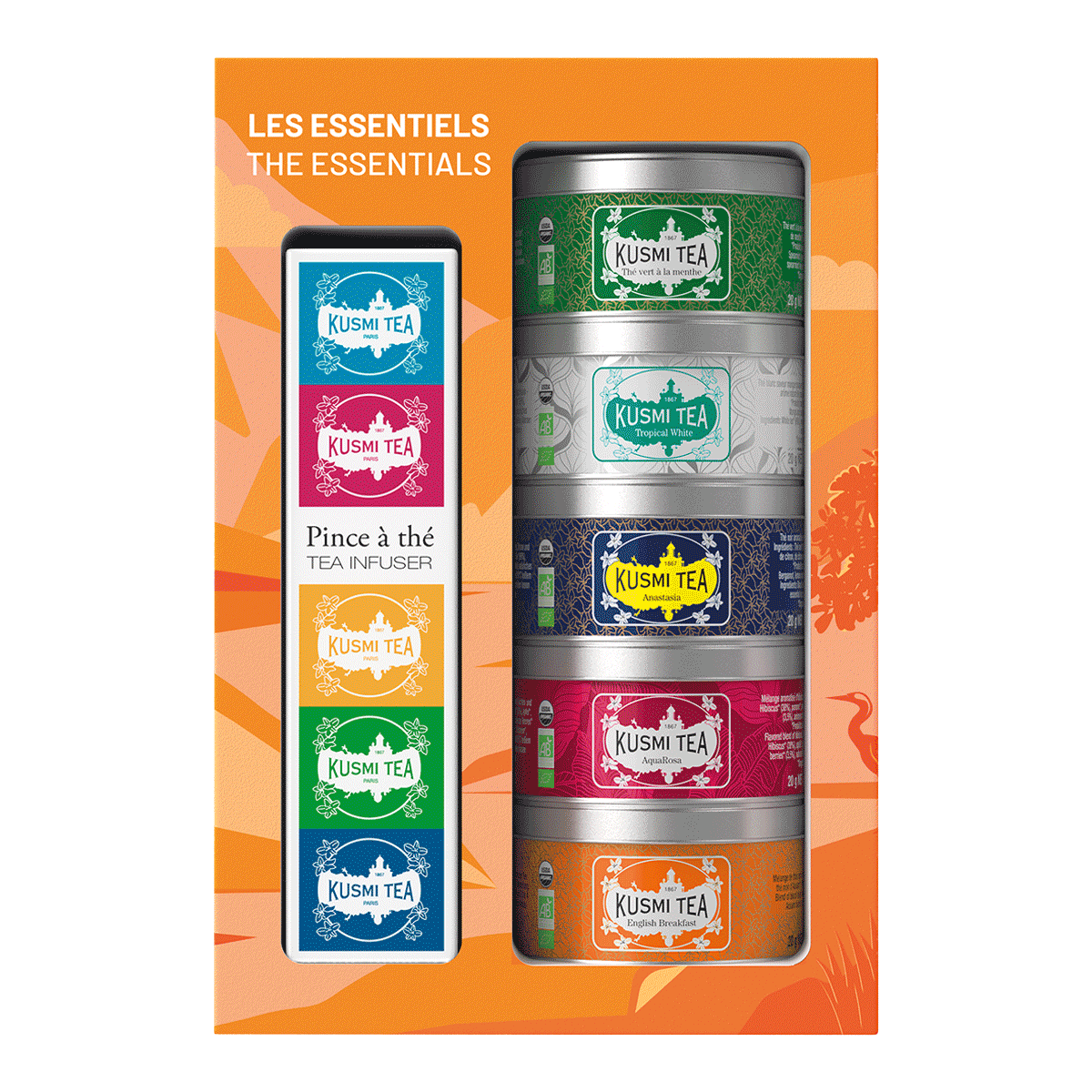 KUSMI Tea Set Bio The Essentials Tee mit Teezange Minis 5x20g