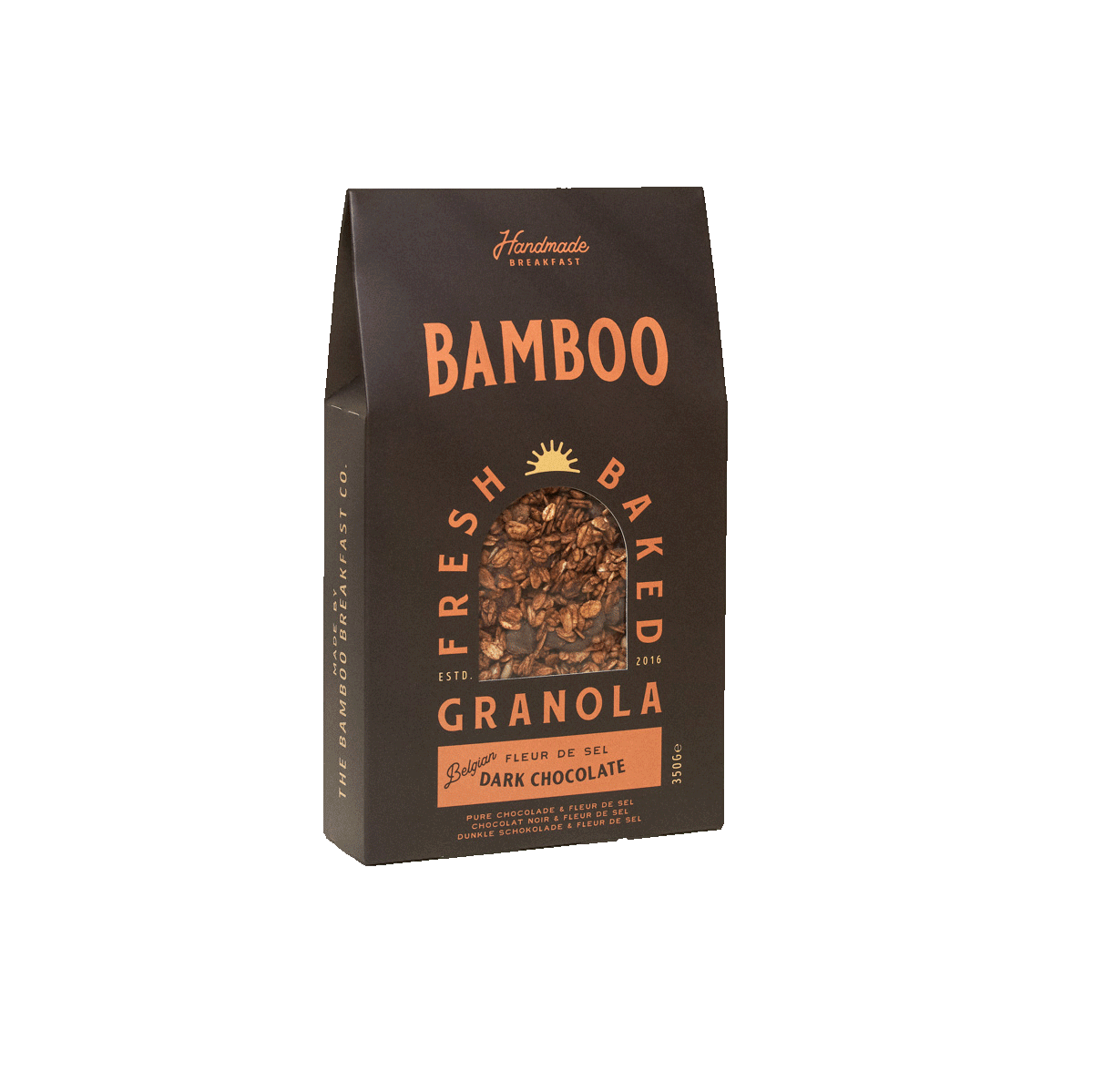 Bamboo Granola mit dunkler Schokolade und Fleur de Sel 350g 